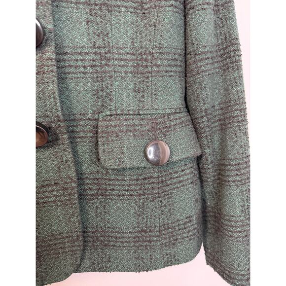Vintage Christian Dior 90s Plaid Tweed Green Womens 4 Blazer Classic Made In USA - Picture 5 of 12
